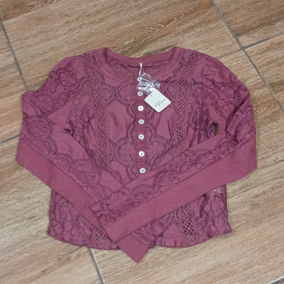 NWT FP Jae Button Up Top- CRUSHED BERRY - Picture 3 of 4